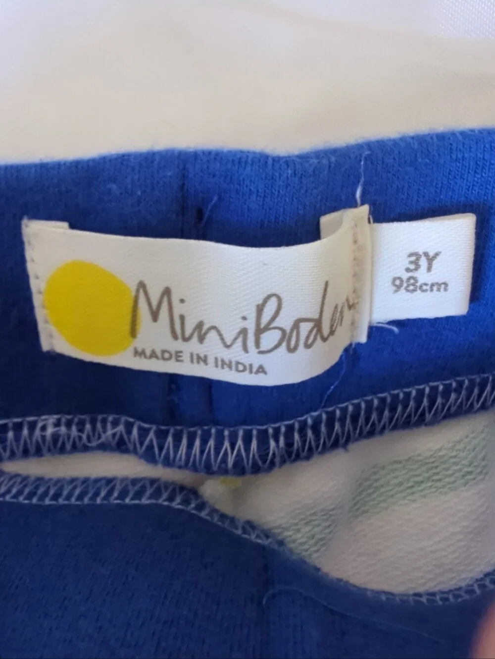 Mini Boden Multicolor Stripe Shorts with Blue Trim